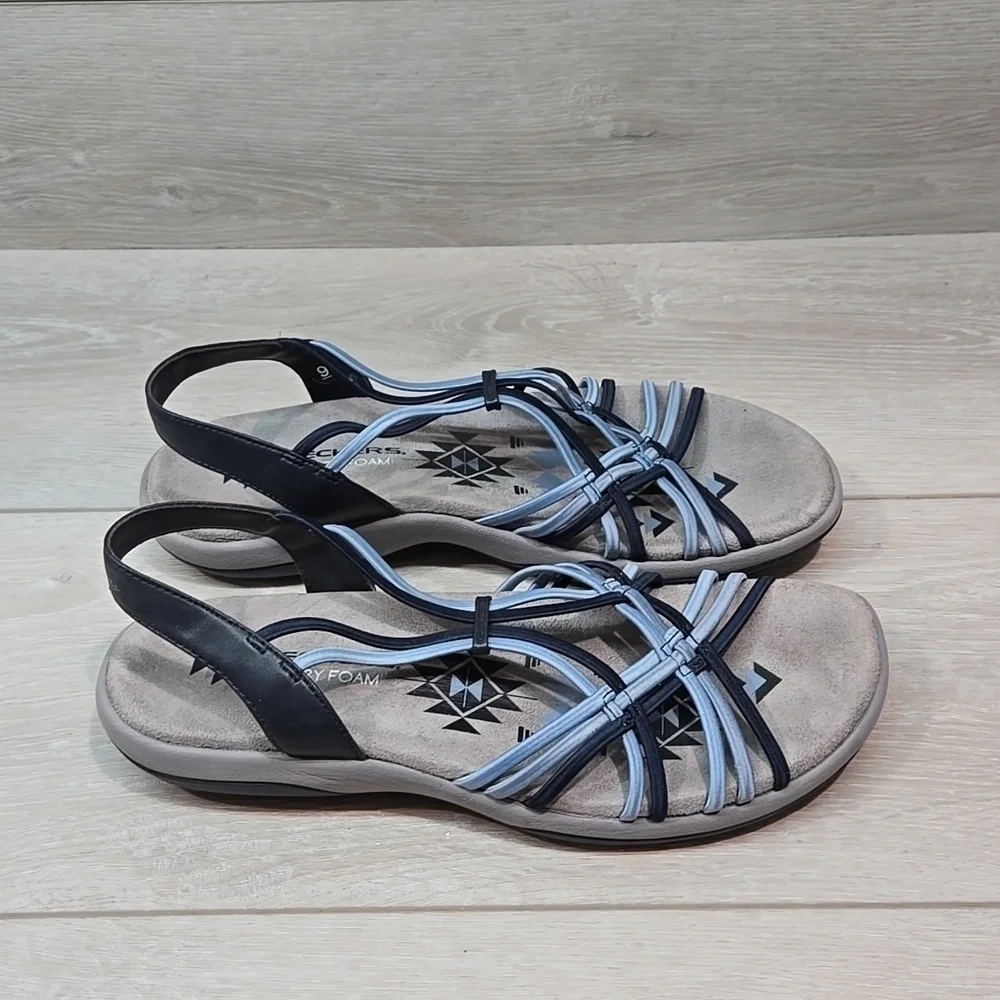 Skechers Womens Reggae Memory Foam Sandals Strappy shoes sz 9